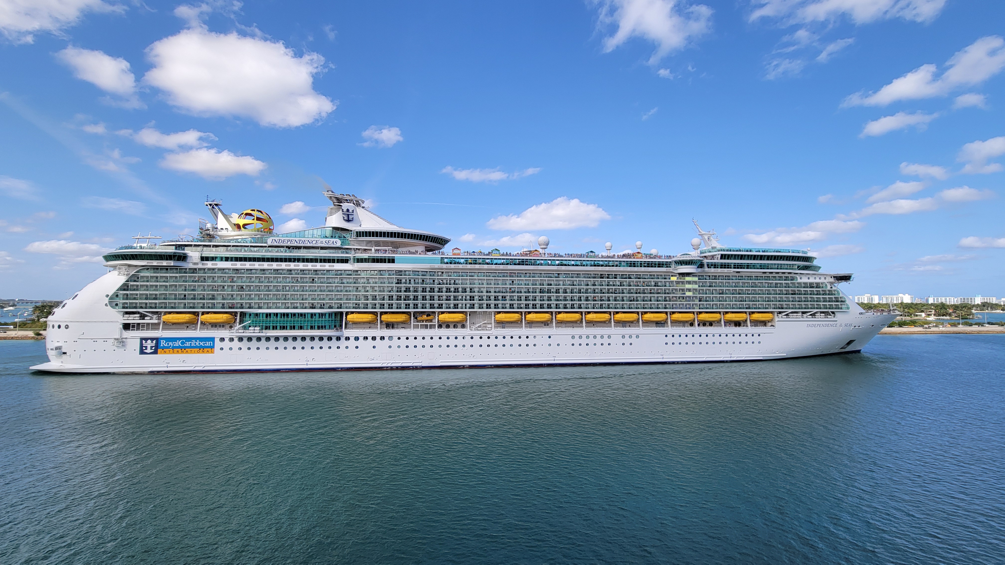 Independence of the Seas departing PortMiami on blue water