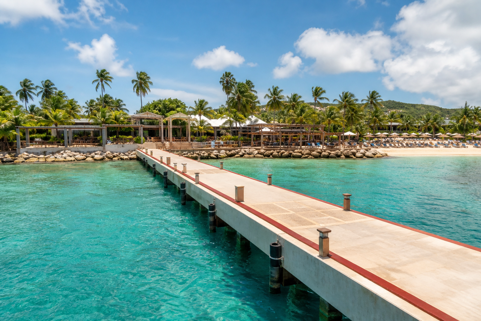 Tropical pier into turquoise water